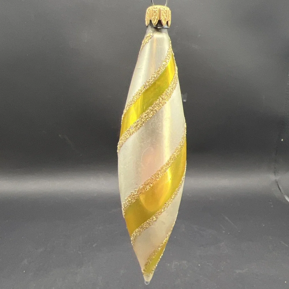 Vintage Kurt Adler Glass Swirl Spiral Icicle Christmas Ornament Columbia Cap
